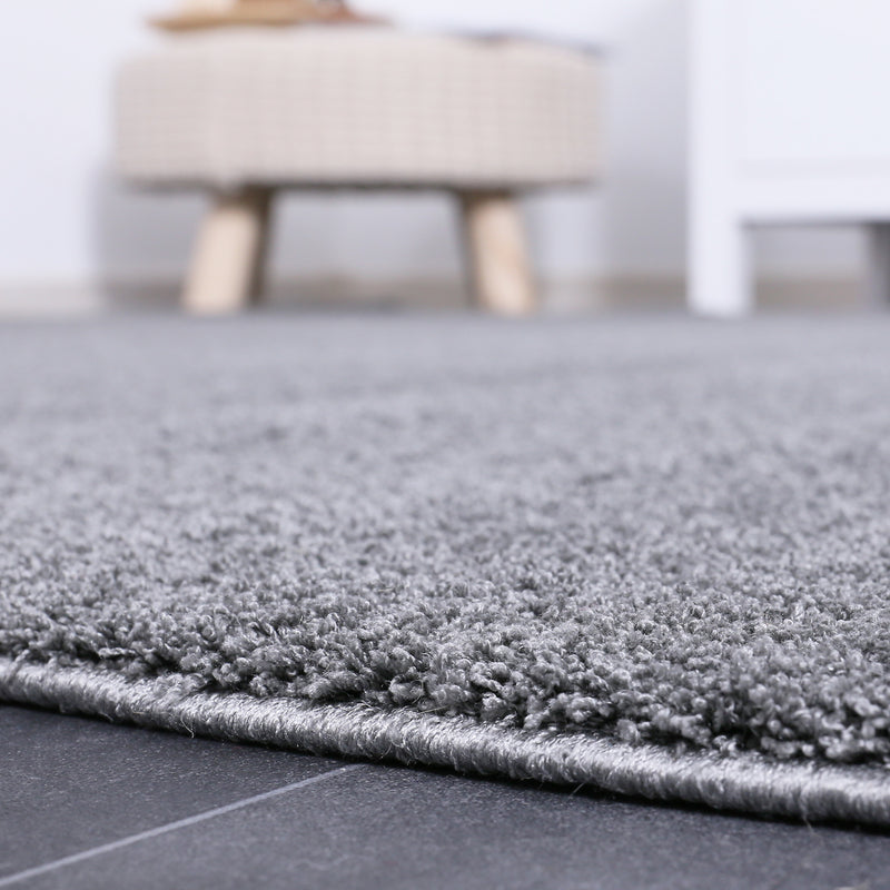 High-pile living room rug in grey, fluffy, microfiber, super soft-zoom-