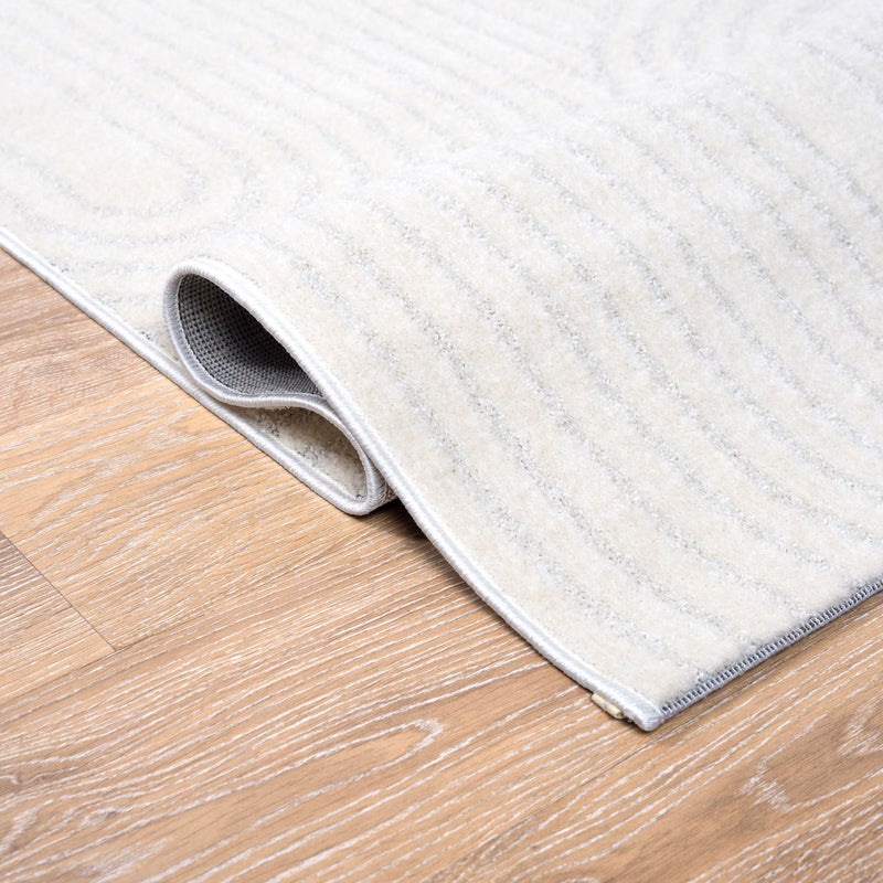 Kurzflor Teppich Wohnzimmer – Moderner Design Teppich mit Struktur, weich, pflegeleicht, in Creme, Beige & Taupe-zoom-