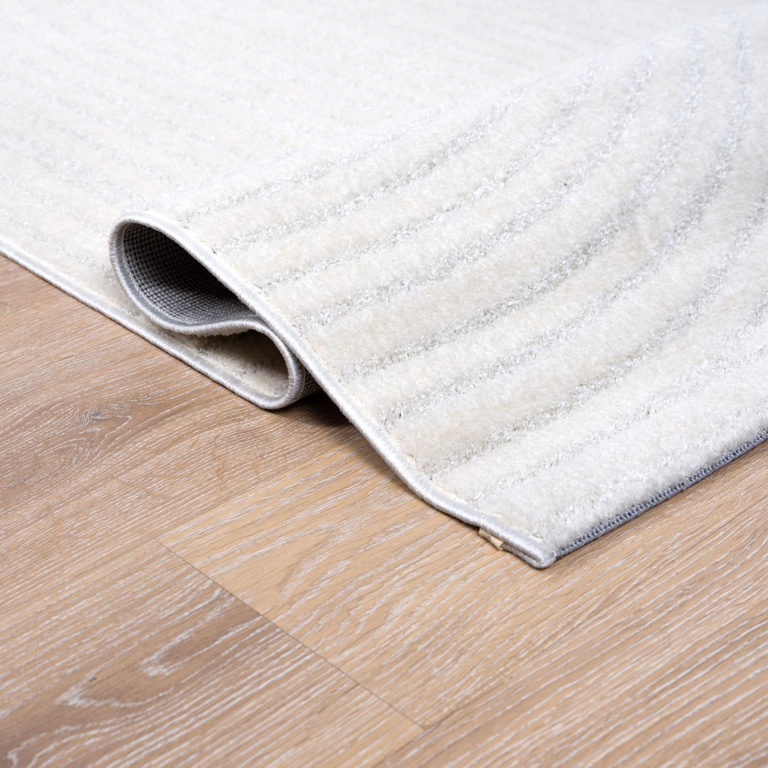 Kurzflor Teppich Wohnzimmer – Moderner Design Teppich mit Struktur, weich, pflegeleicht, in Creme, Beige & Taupe-4