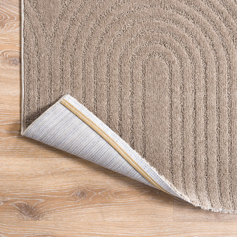 Kurzflor Teppich Wohnzimmer – Moderner Design Teppich mit Struktur, weich, pflegeleicht, in Creme, Beige & Taupe-zoom-