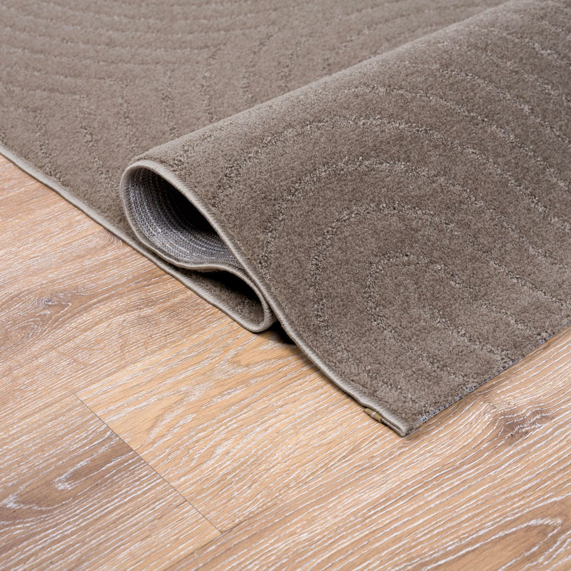 Kurzflor Teppich Wohnzimmer – Moderner Design Teppich mit Struktur, weich, pflegeleicht, in Creme, Beige & Taupe-zoom-