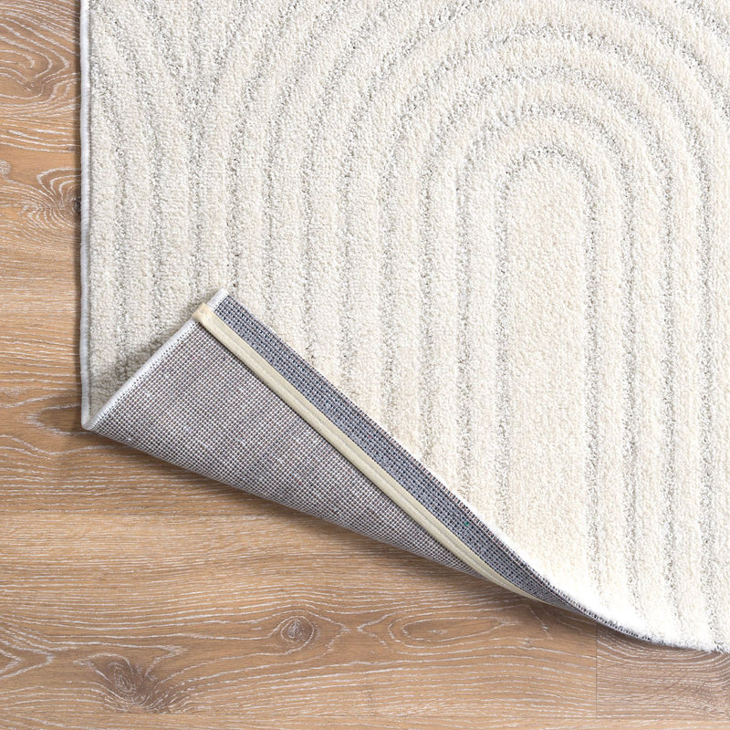 Kurzflor Teppich Wohnzimmer – Moderner Design Teppich mit Struktur, weich, pflegeleicht, in Creme, Beige & Taupe-zoom-