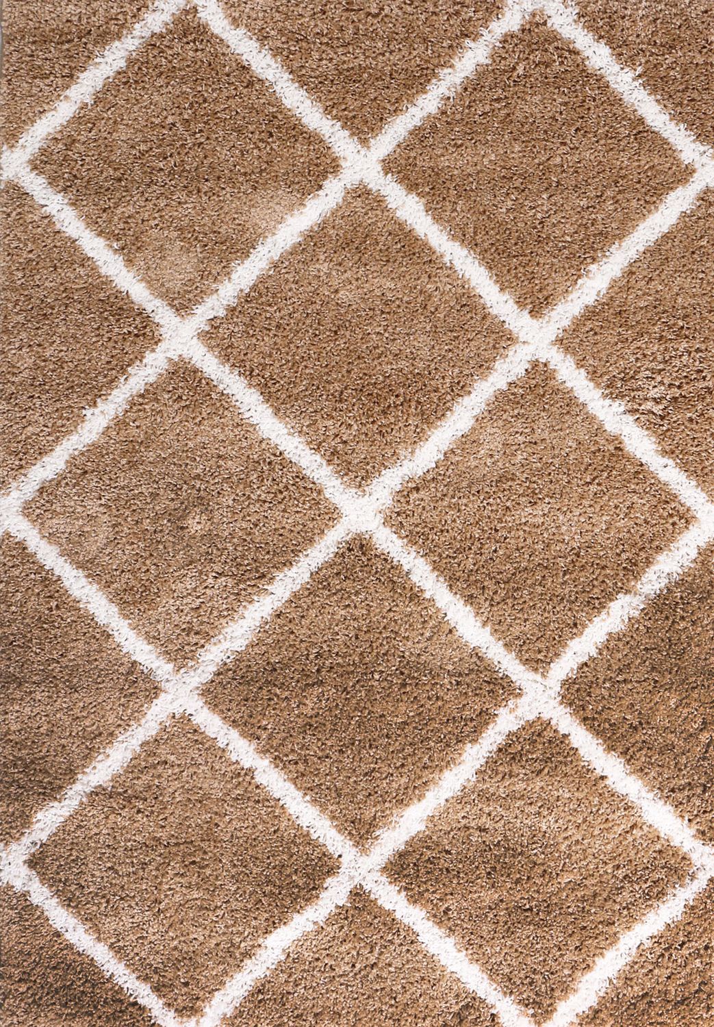 Hochflor Teppich Wohnzimmer Shaggy Rauten Muster Beige Creme Skandinavischer Stil Weich Robust-5