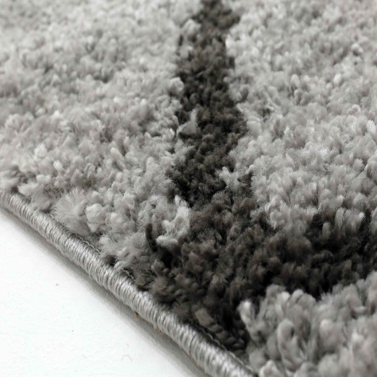 Hochflor Teppich Wohnzimmer Shaggy  Rautenmuster Grau Anthrazit Skandi Design Strapazierfähig Ethno-zoom-4