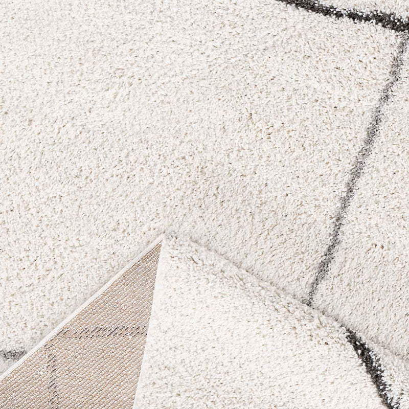 High-pile shaggy rug, diamond pattern design, living room, cream, grey, anthracite-zoom-