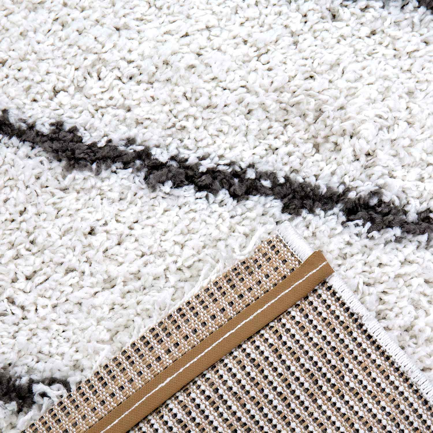 Hochflor Teppich, Weicher Wohnzimmer Shaggy Skandinavischer Stil Streifen-3