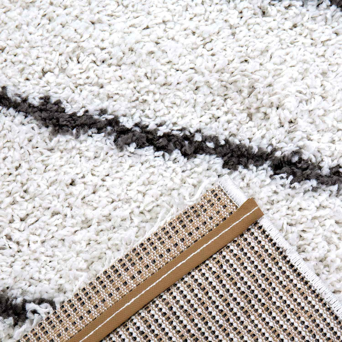 Hochflor Teppich, Weicher Wohnzimmer Shaggy Skandinavischer Stil Streifen-3