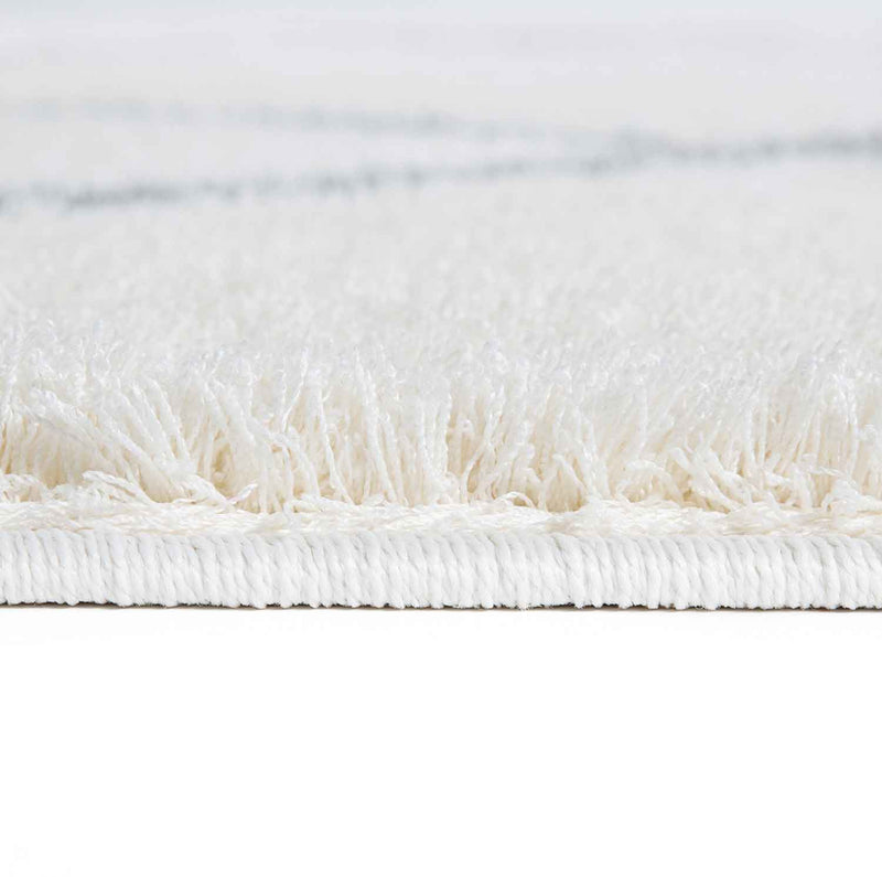 High-Pile Microfiber Rug Super Soft Living Room in Cream Fluffy with Fringes-zoom-