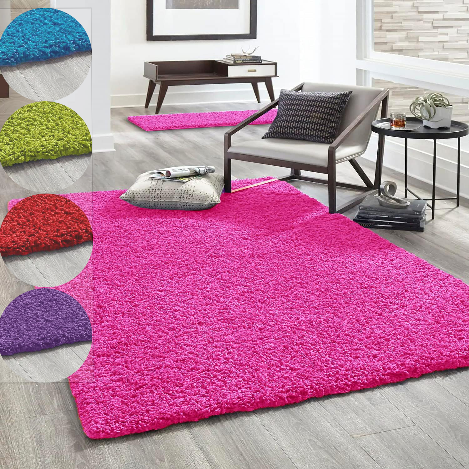 Hochflor Teppich Prime Shaggy Langflor Wohnzimmer Schlafzimmer Rund Farbig