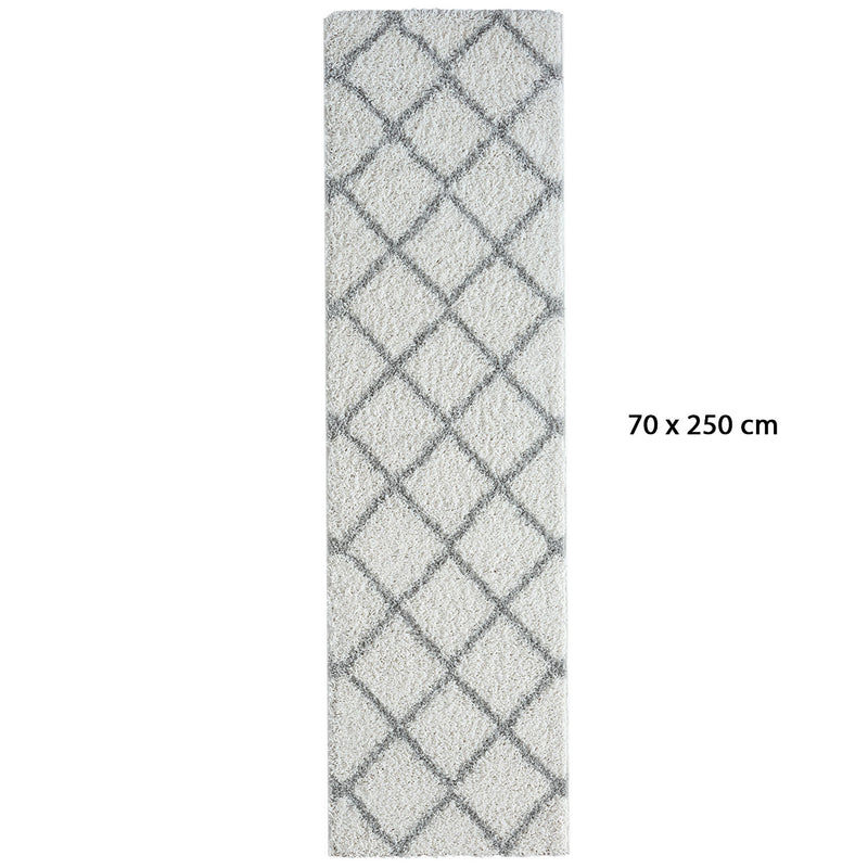 Hochflor Teppich Wohnzimmer Schlafzimmer Küche Shaggy Skandinavisch Rautenmuster-zoom-