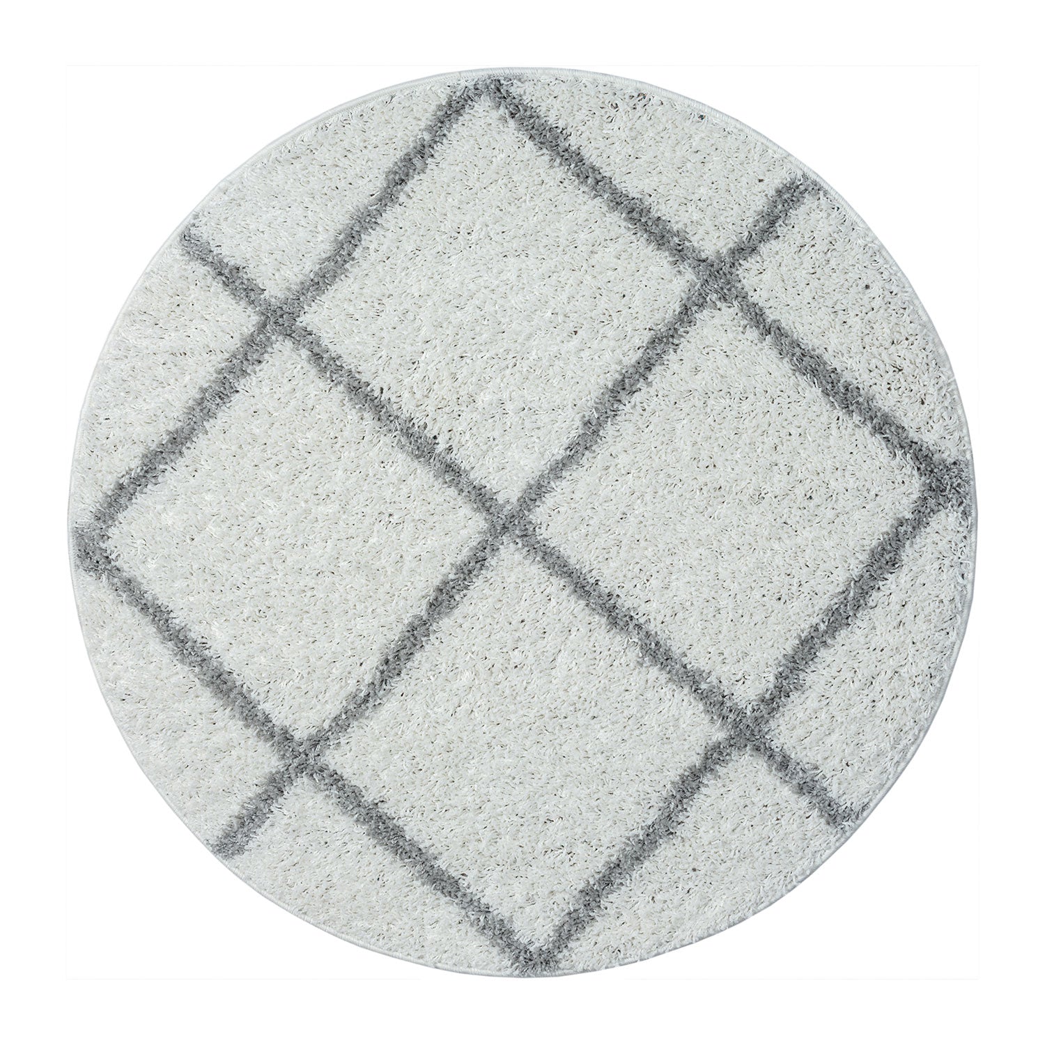High-pile rug for living room, bedroom, kitchen, shaggy, Scandinavian diamond pattern