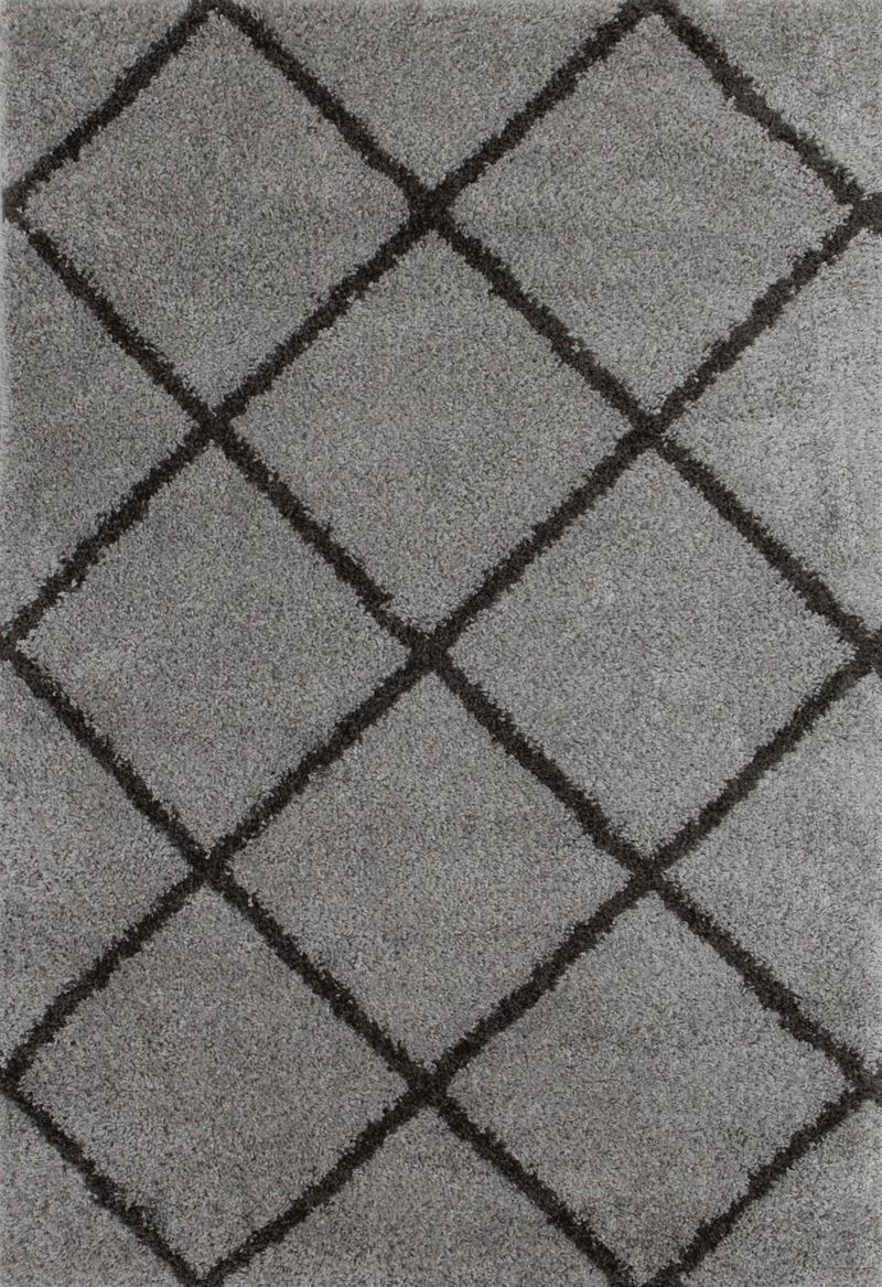 Hochflor Teppich Wohnzimmer Shaggy  Rautenmuster Grau Anthrazit Skandi Design Strapazierfähig Ethno-zoom-