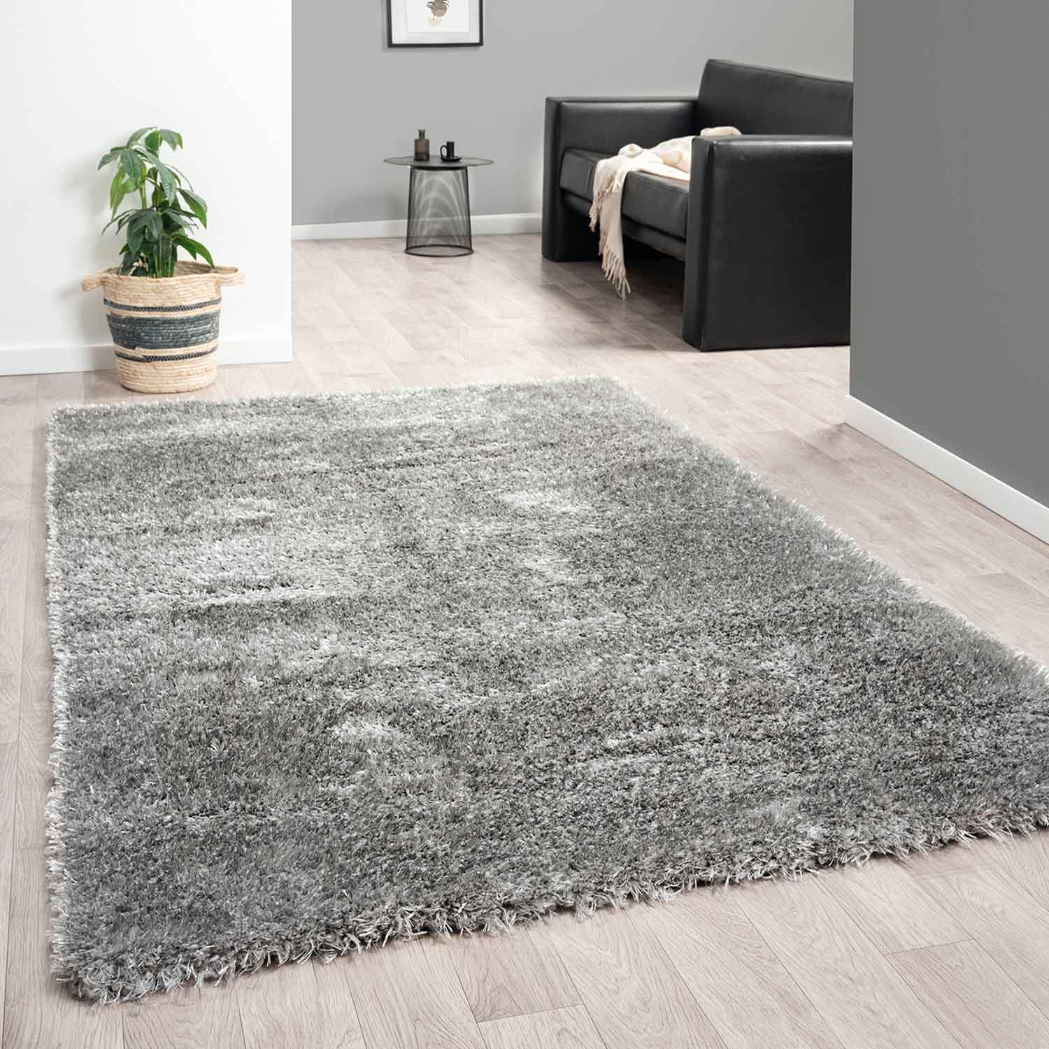 High-pile shaggy rug for living room, super soft, pastel colors, solid colors
