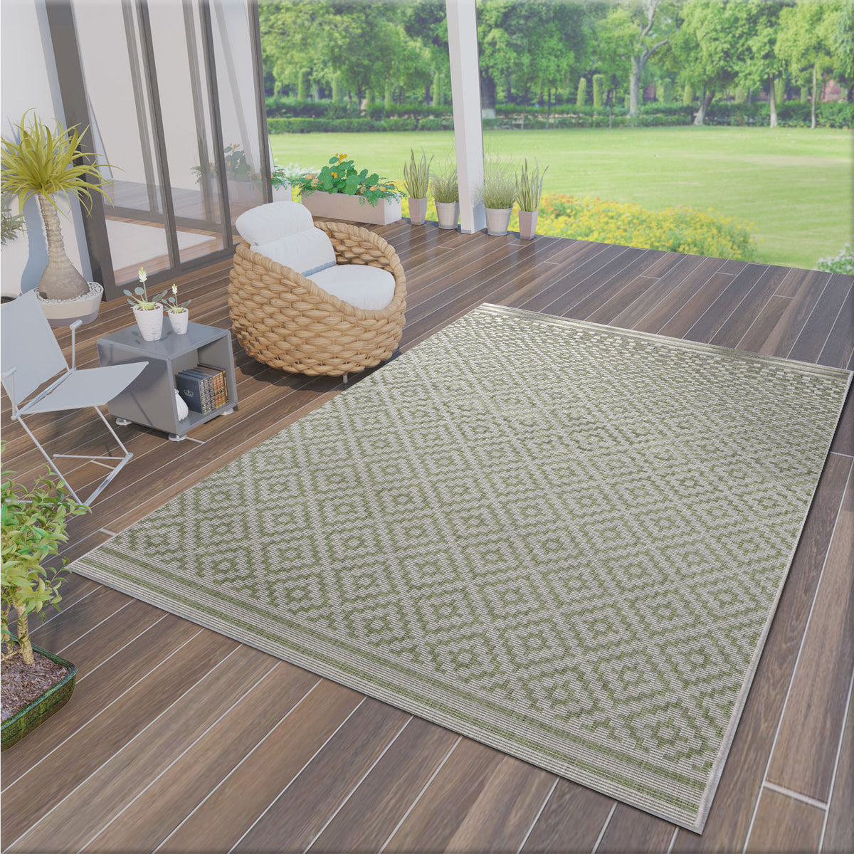In- und Outdoor Flachgewebe Teppich Robust 100% Polypropylen-zoom-1