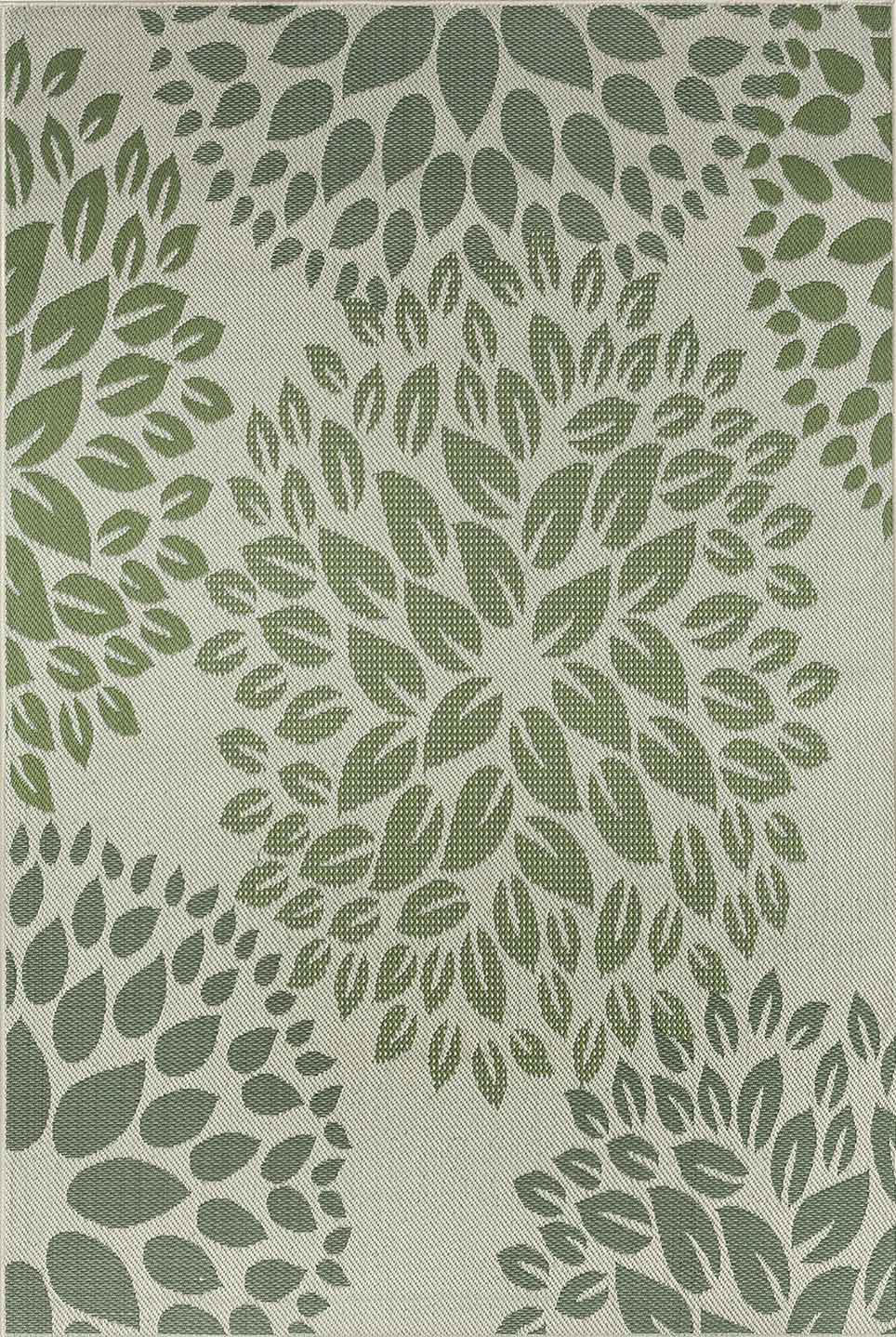 In- und Outdoor Flachgewebe Terrassen & Balkon Küche Teppich Blumen Design Grün-5