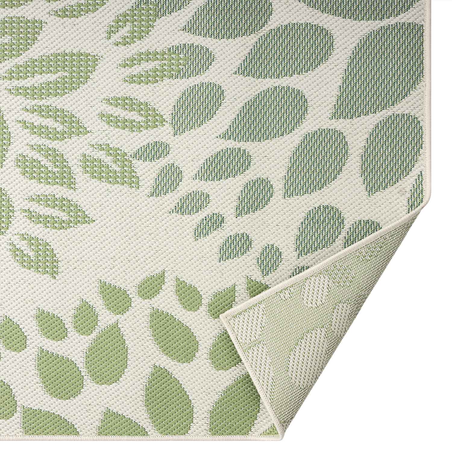 In- und Outdoor Flachgewebe Terrassen & Balkon Küche Teppich Blumen Design Grün-4