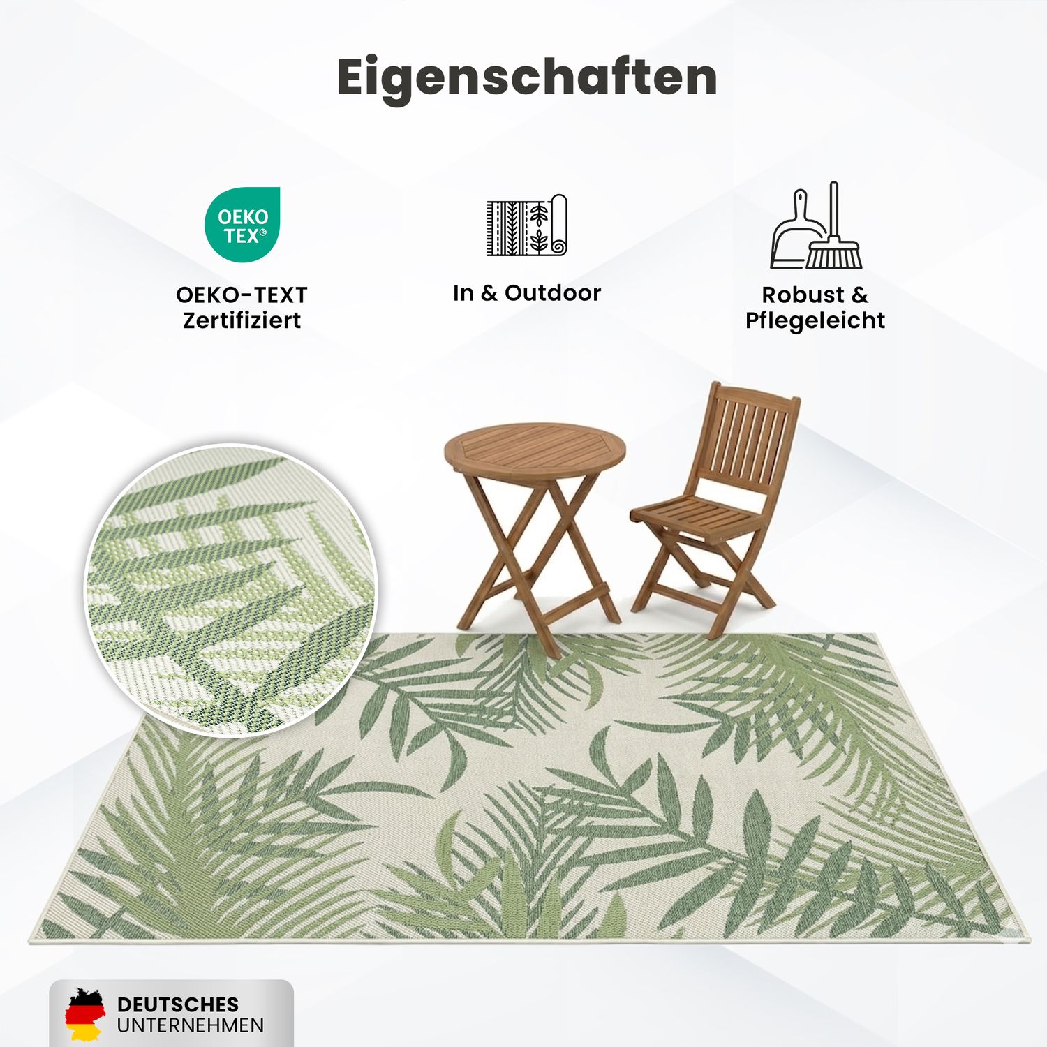 In- und Outdoor Flachgewebe Terrassen & Balkon Küche Teppich Palmen Design Grün-zoom-4