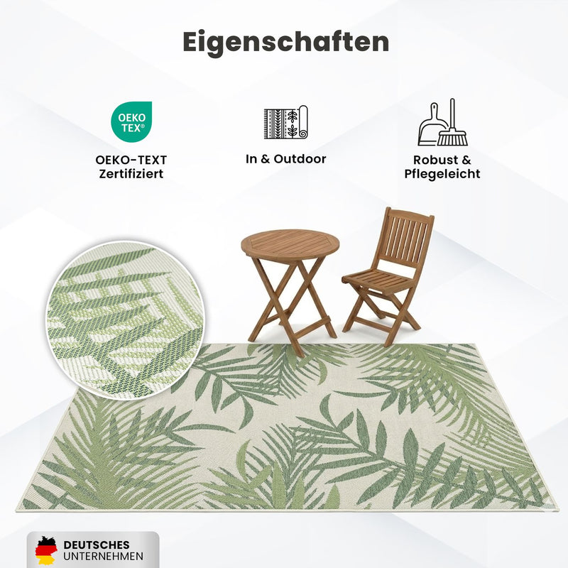 In- und Outdoor Flachgewebe Terrassen & Balkon Küche Teppich Palmen Design Grün-zoom-