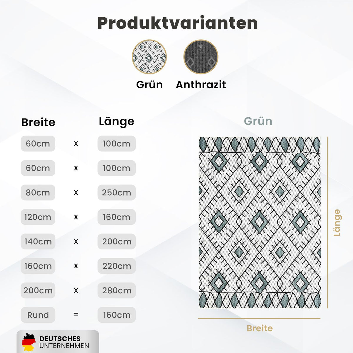 In- und Outdoor Flachgewebe Terrassen & Balkon Küche Teppich Rauten Boho Design