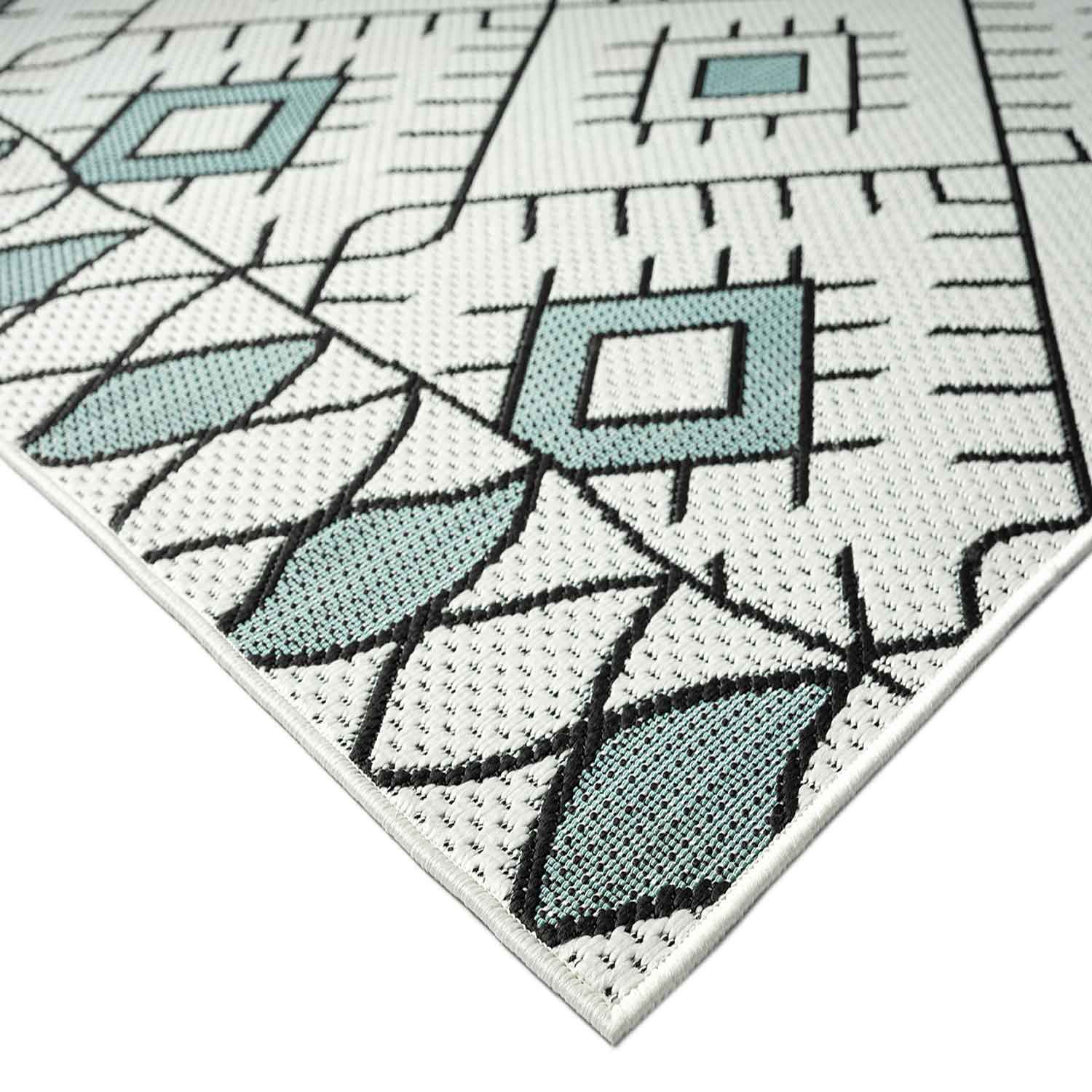 In- und Outdoor Flachgewebe Terrassen & Balkon Küche Teppich Rauten Boho Design-3