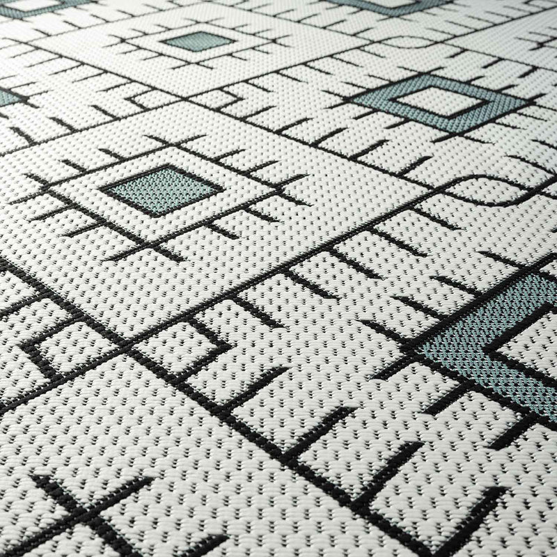 In- und Outdoor Flachgewebe Terrassen & Balkon Küche Teppich Rauten Boho Design-zoom-