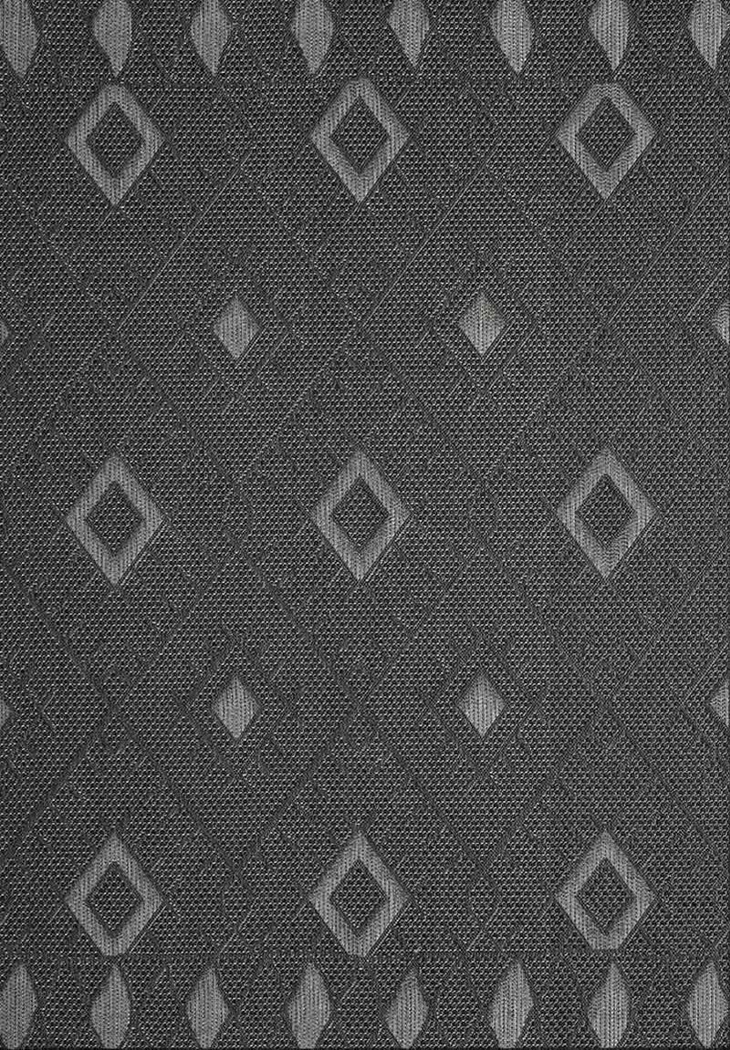 In- und Outdoor Flachgewebe Terrassen & Balkon Küche Teppich Rauten Boho Grau-zoom-