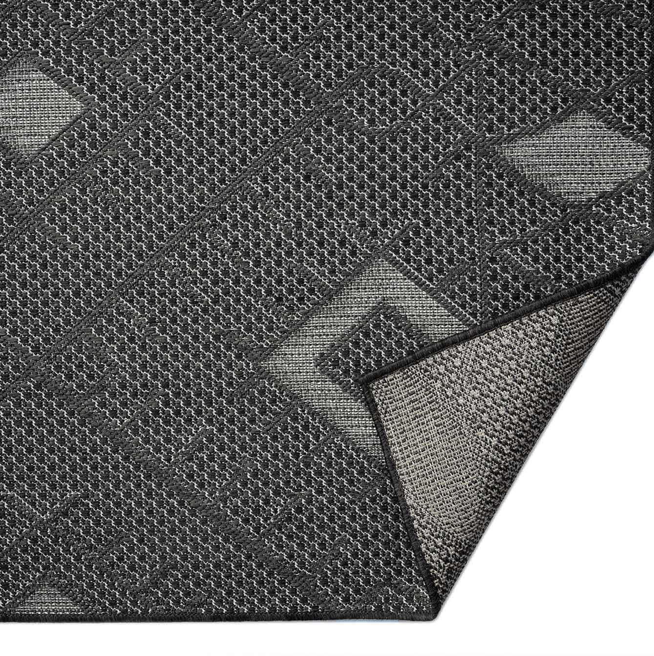 In- und Outdoor Flachgewebe Terrassen & Balkon Küche Teppich Rauten Boho Grau-3