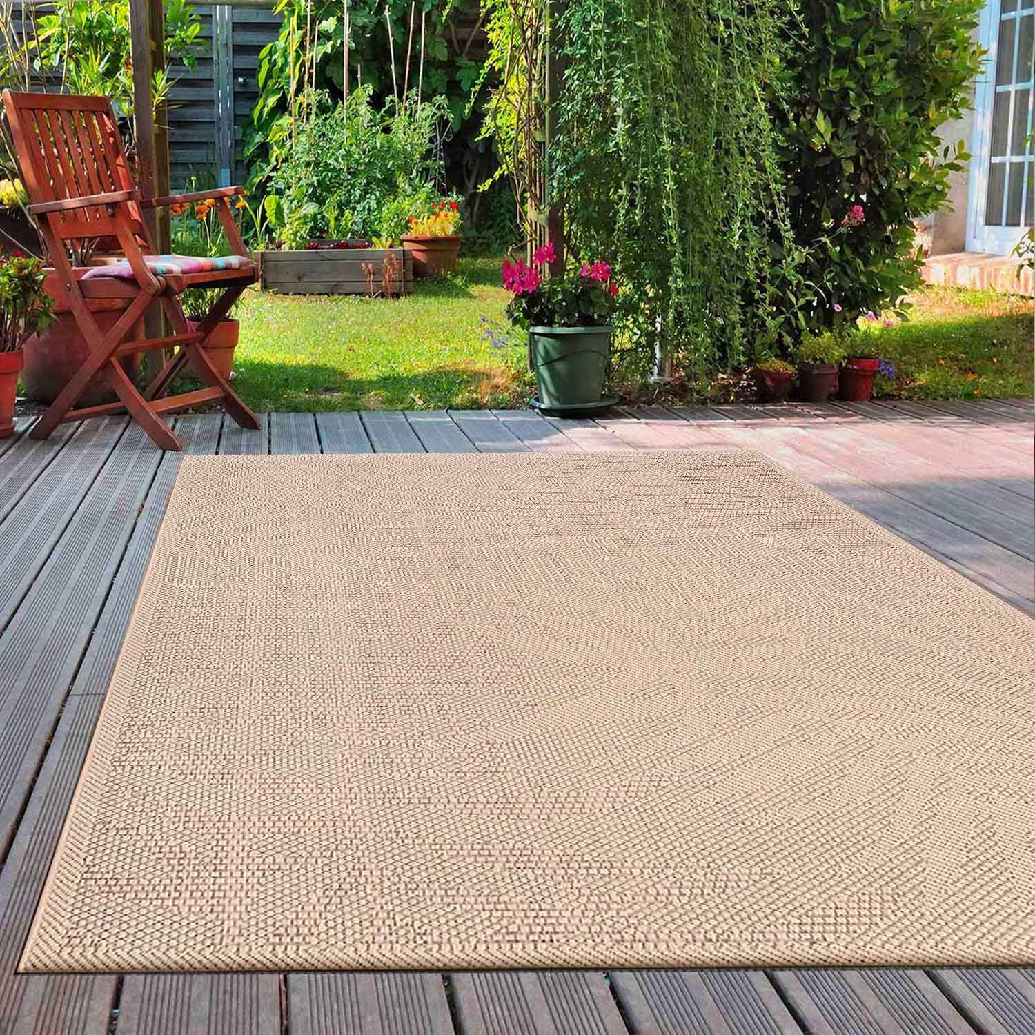 In- und Outdoor Teppich Küchen, Terrassen & Balkon Teppich In Beige-1
