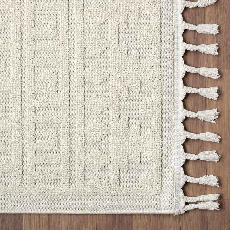 Teppich Wohnzimmer Boho , Schlafzimmer, Balkon, Küche, Terrasse, Flur 3D Creme-zoom-