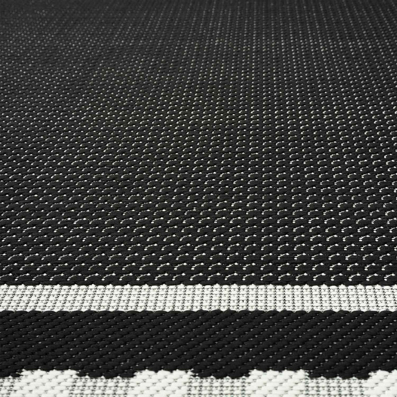 In- und Outdoor Teppich Terrassen & Balkon Küche Teppich Bordüre Schwarz-zoom-