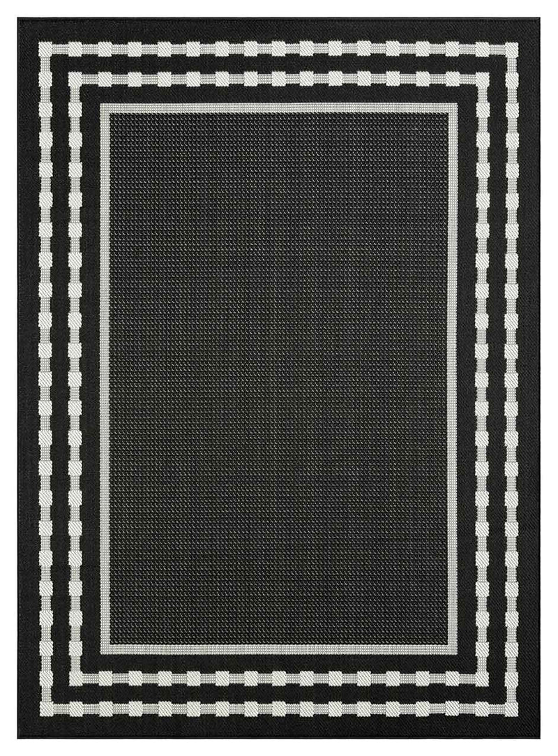 In- und Outdoor Teppich Terrassen & Balkon Küche Teppich Bordüre Schwarz-zoom-