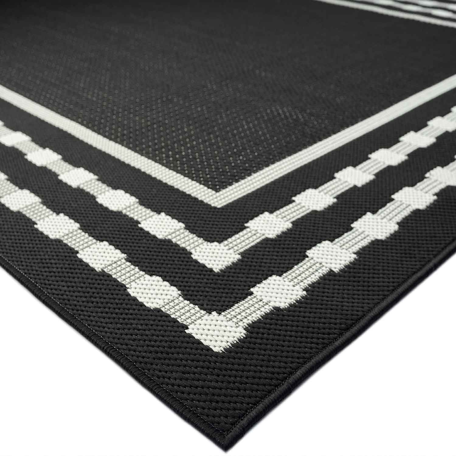 In- und Outdoor Teppich Terrassen & Balkon Küche Teppich Bordüre Schwarz-zoom-4
