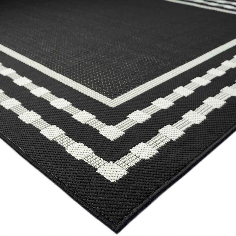 In- und Outdoor Teppich Terrassen & Balkon Küche Teppich Bordüre Schwarz-zoom-