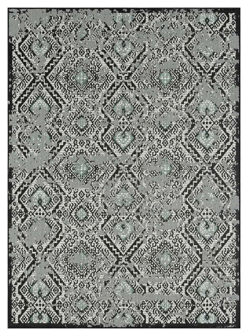 Indoor and outdoor rug, patio & balcony, kitchen rug, diamond design, black & green-zoom-
