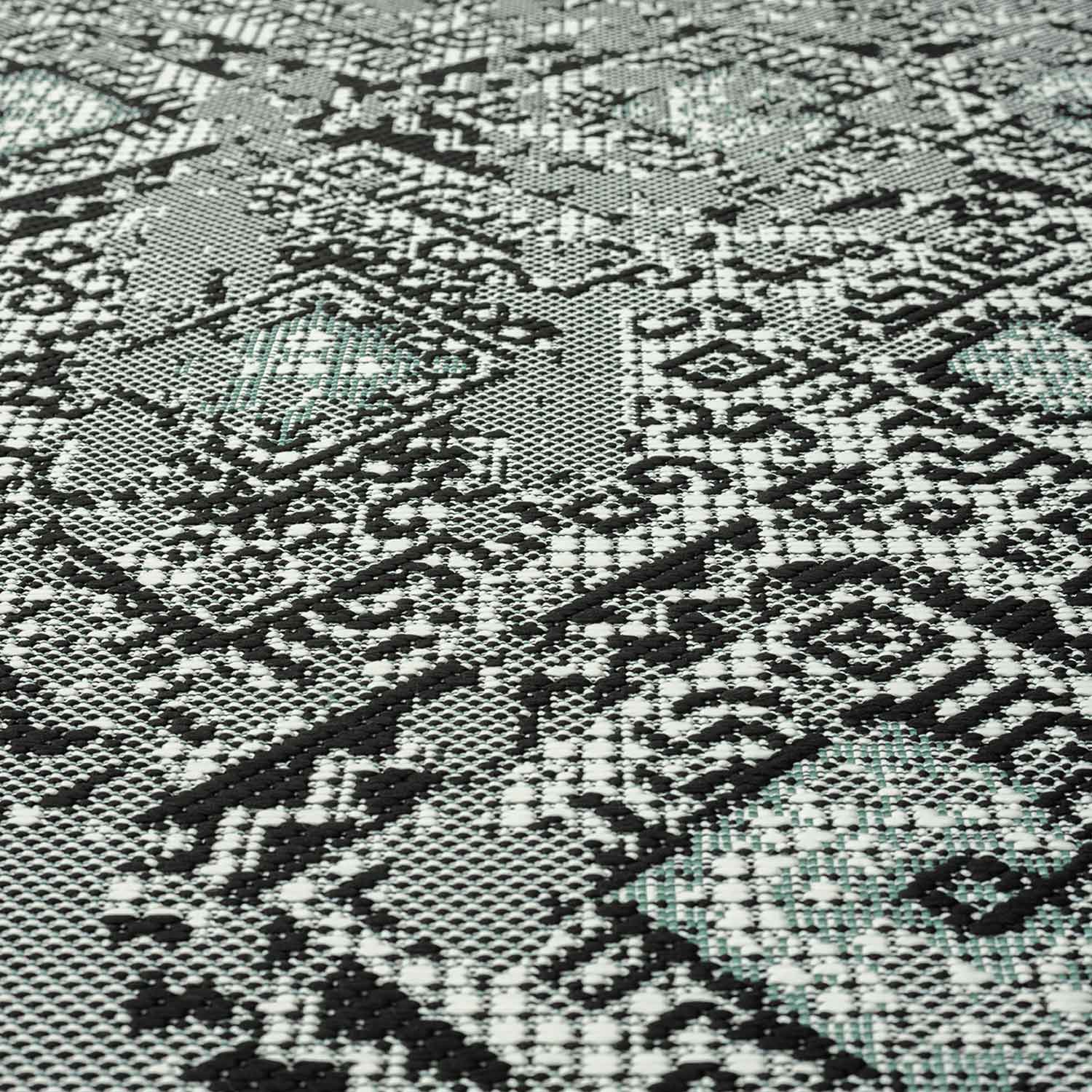 Indoor and outdoor rug, patio & balcony, kitchen rug, diamond design, black & green-zoom-3