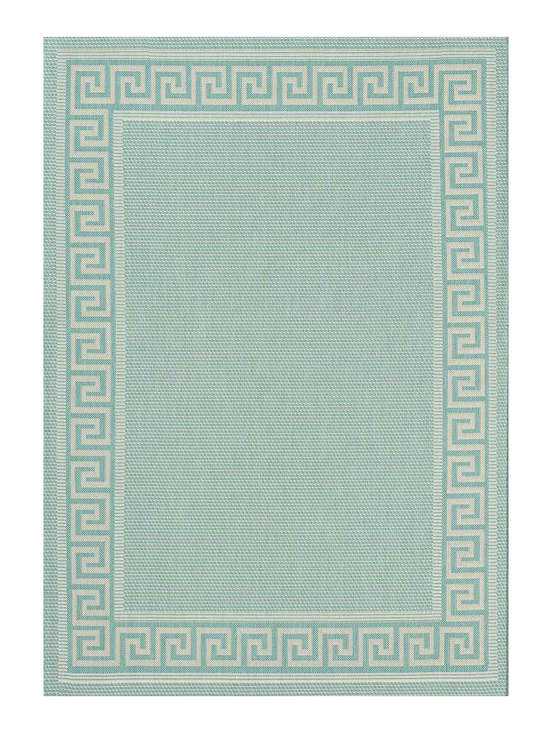 In- und Outdoor Teppiche Flachgewebe Balkon Küche Bordüre Look In Blau & Turkis