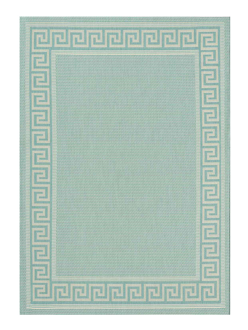In- und Outdoor Teppiche Flachgewebe Balkon Küche Bordüre Look In Blau & Turkis-zoom-