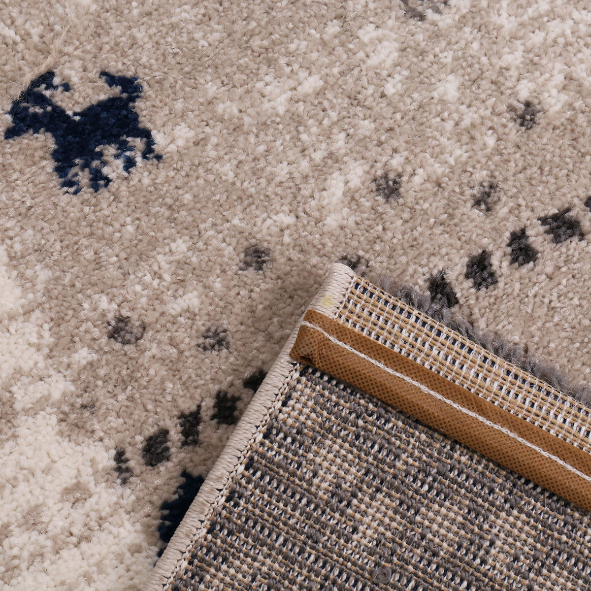 Living room rug boho ethnic scandi modern Moroccan pattern grey beige blue with gradient color-zoom-3