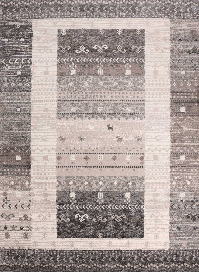 Teppich Wohnzimmer Boho Ethno Scandi Modern Marokkanische Muster Grau Beige mit Farbübergang-zoom-