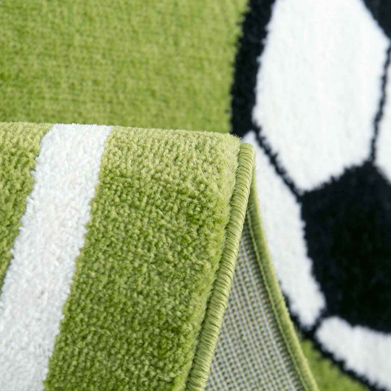 Kids' Rug Football Green Pitch Robust Easy-care Short Pile Play Rug for Nursery Playroom-zoom-