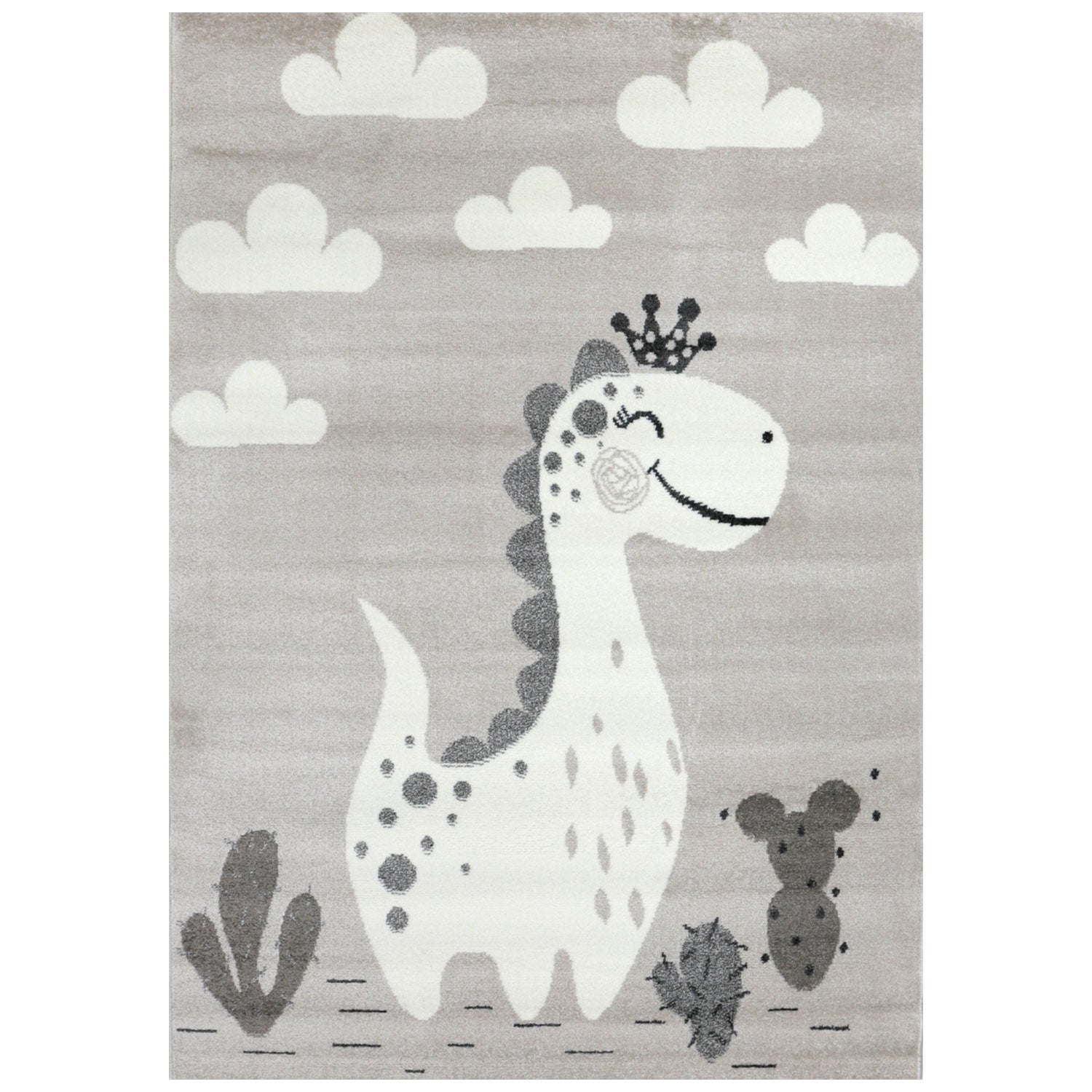 Children's rug, nursery rug, baby rug with smiling dinosaur for girls and boys