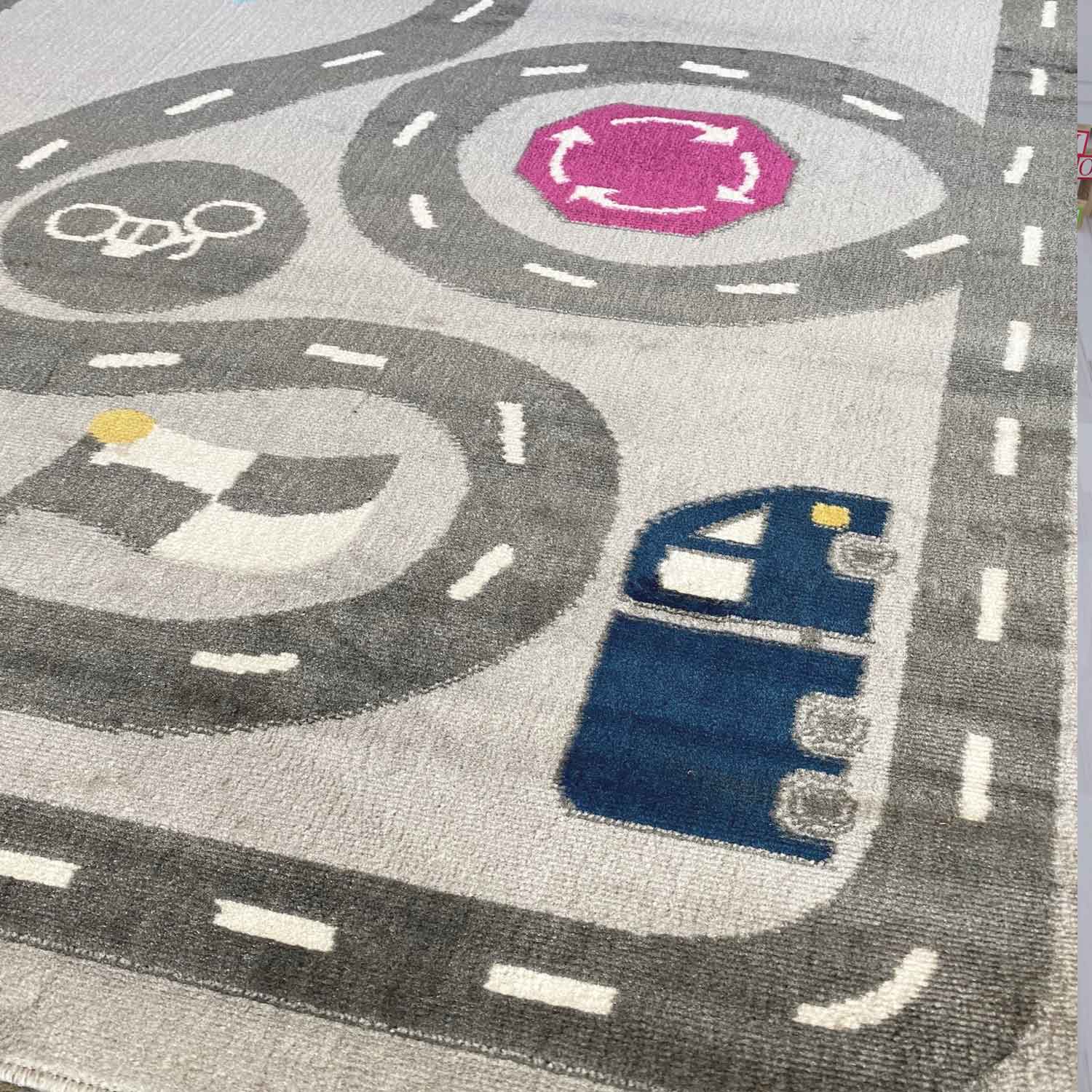 Kids' Rug Play Rug Road Car Traffic | Rug for Children's Room | Grey or Blue-6