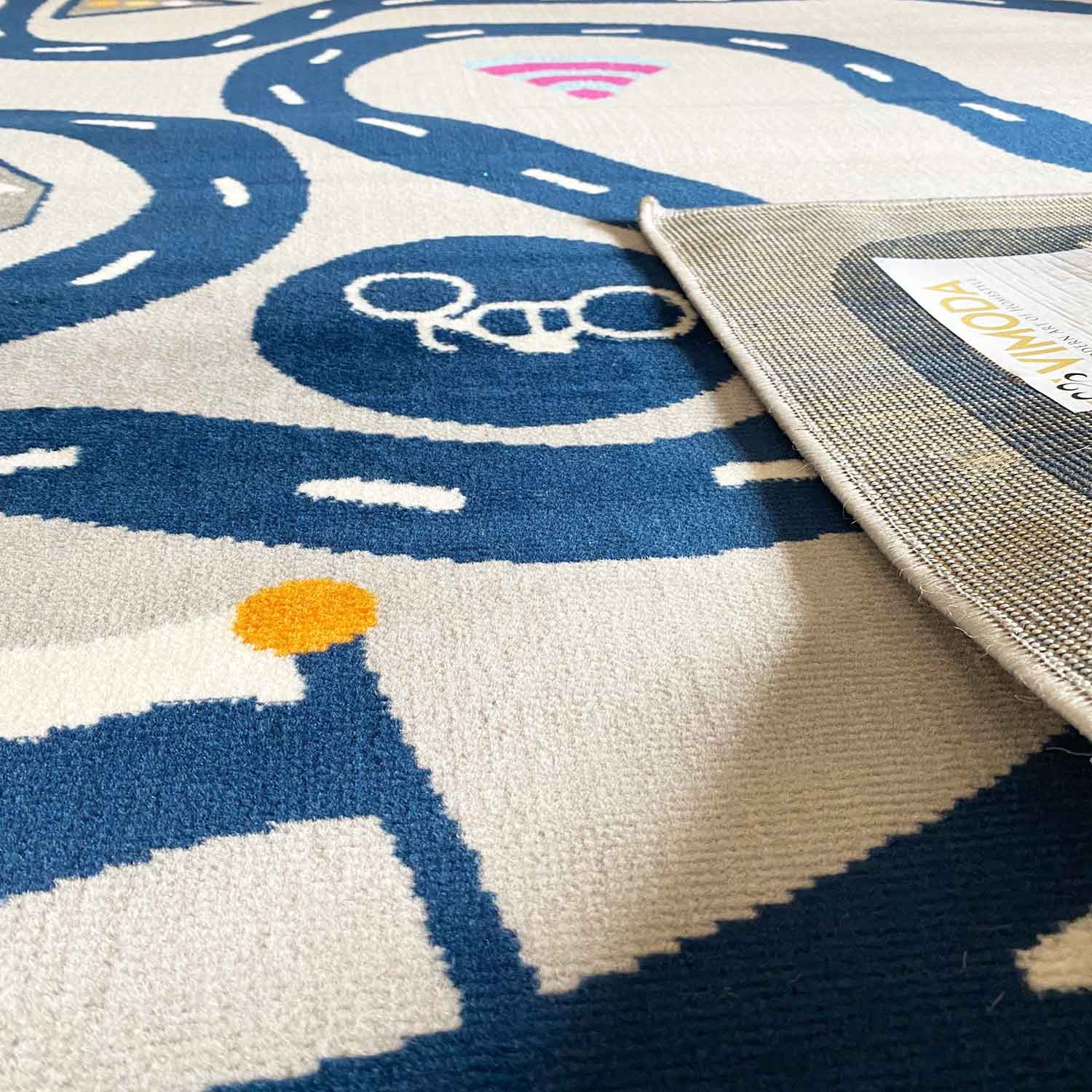 Kids' Rug Play Rug Road Car Traffic | Rug for Children's Room | Grey or Blue-3