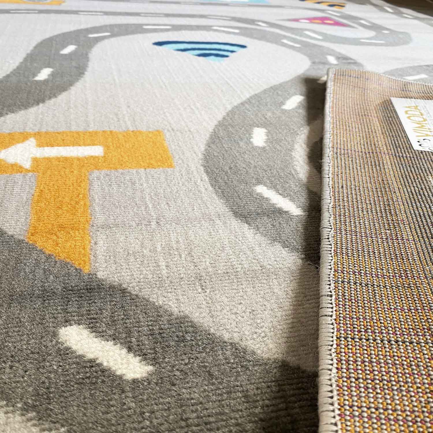 Kids' Rug Play Rug Road Car Traffic | Rug for Children's Room | Grey or Blue-zoom-7