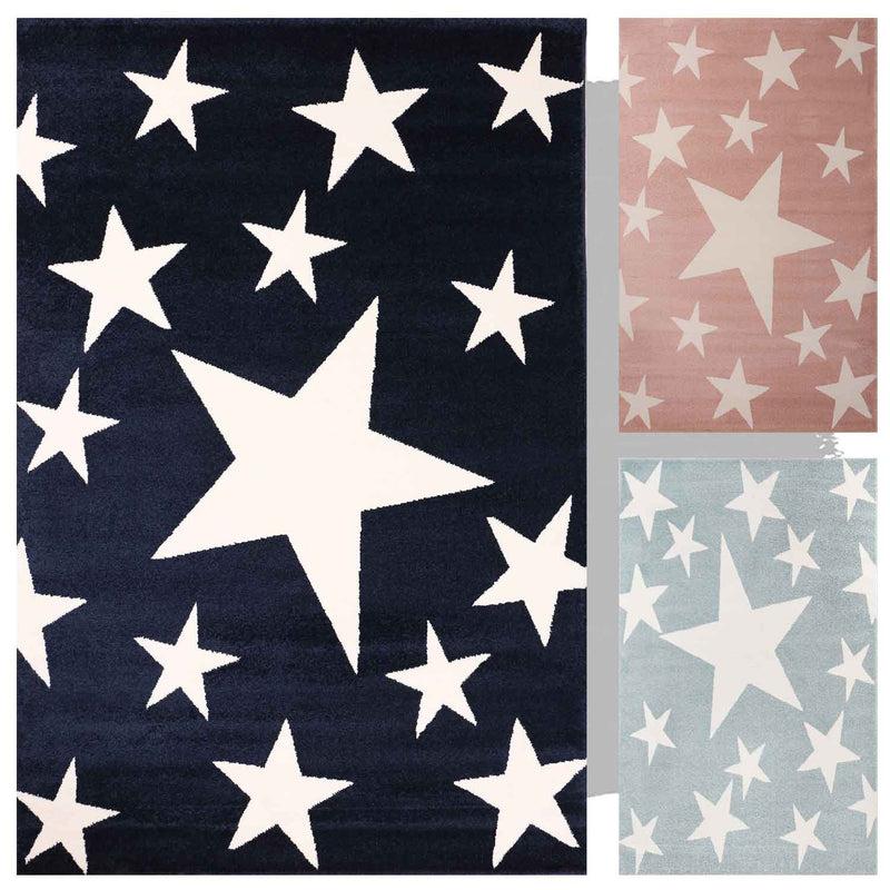 Children's rug, short pile, star motif, modern, easy-care, various colors-zoom-