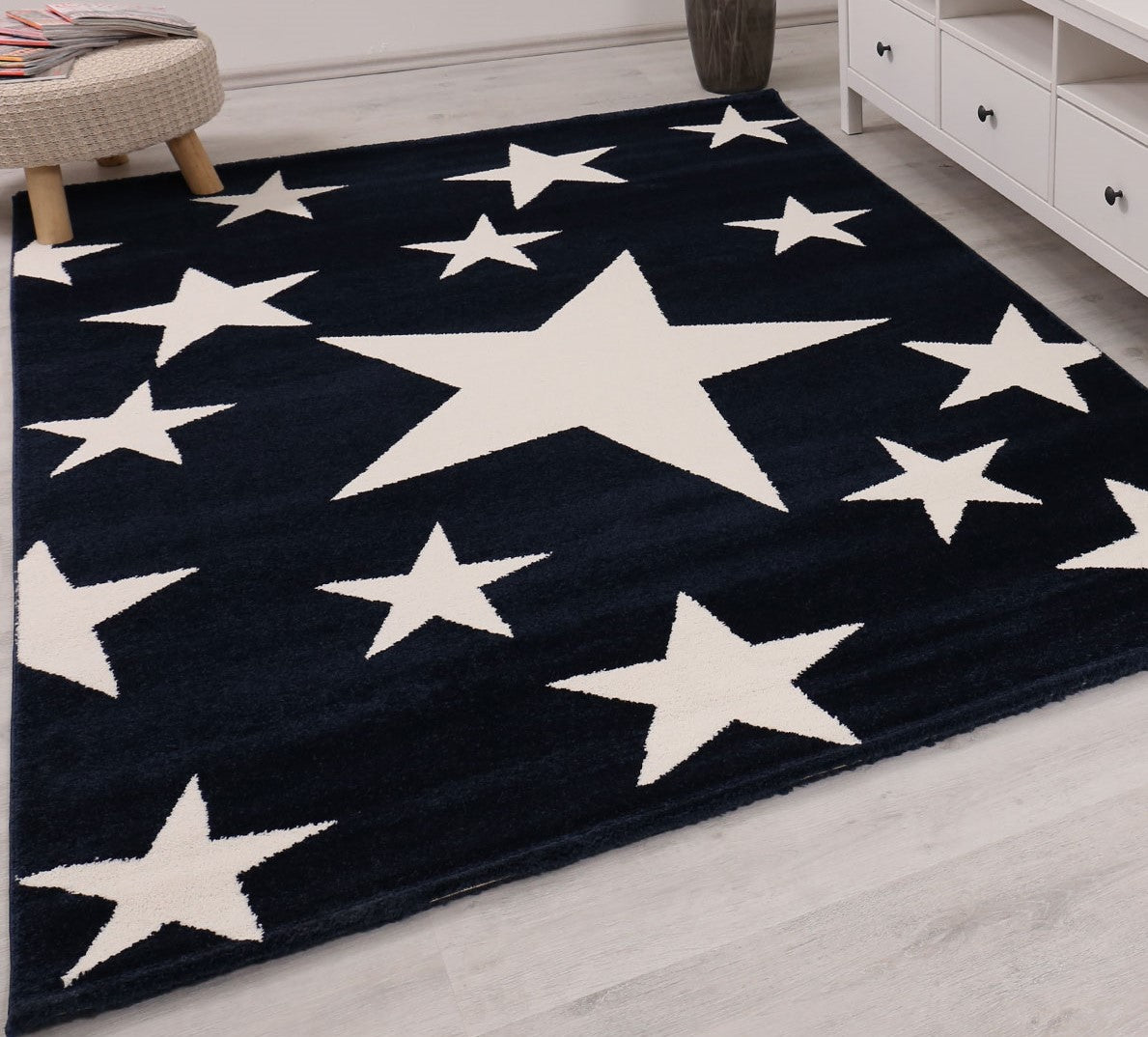 Kinderteppich Teppich Kurzflor Sternenmotiv modern pflegeleicht versch. Farben