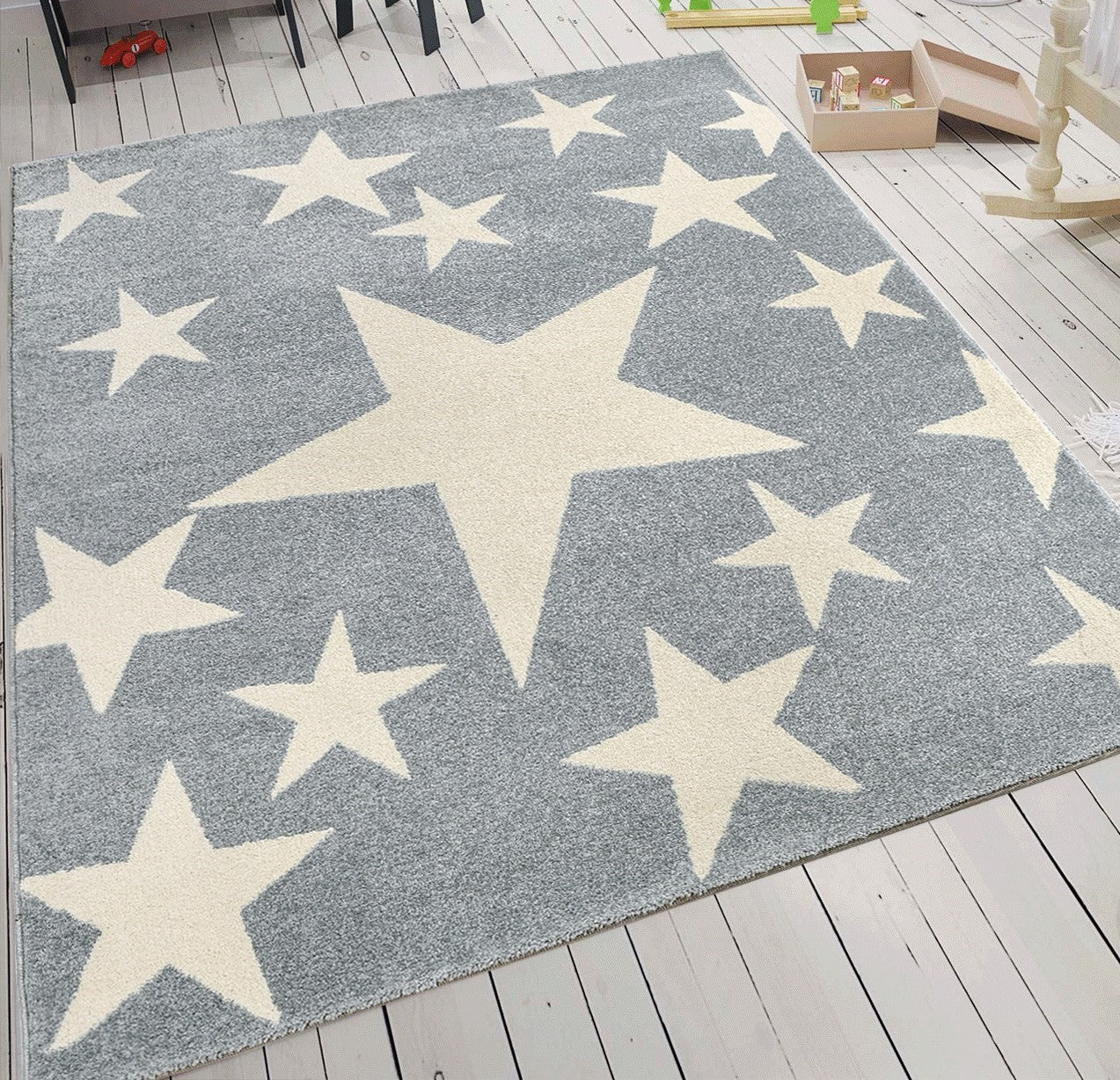 Children's rug, short pile, star motif, modern, easy-care, various colors-2