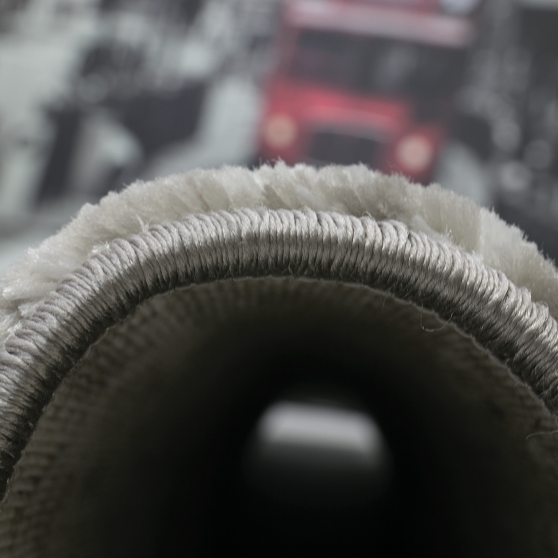 Designer rug, modern swirl pattern, mottled in grey and black-zoom-