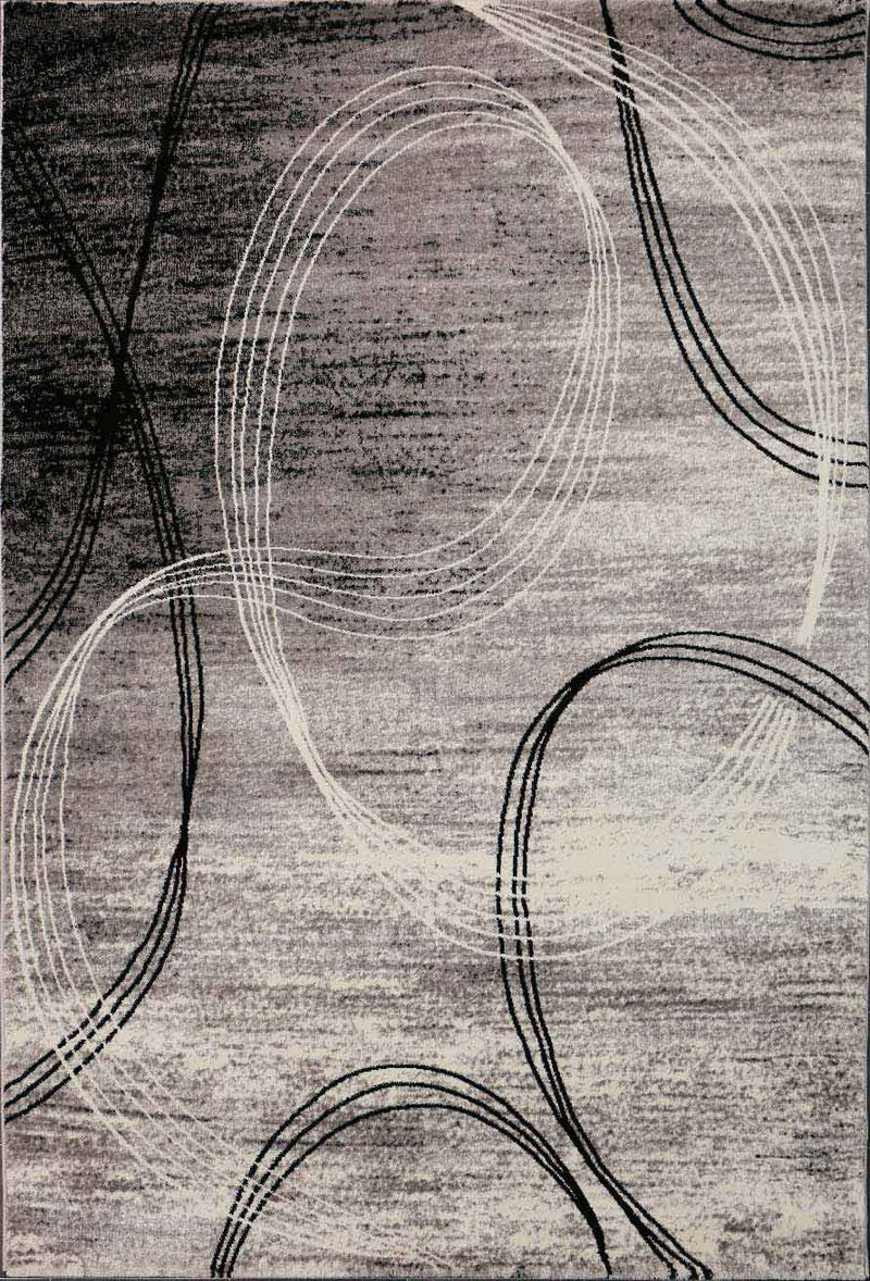Designer rug, modern swirl pattern, mottled in grey and black-zoom-