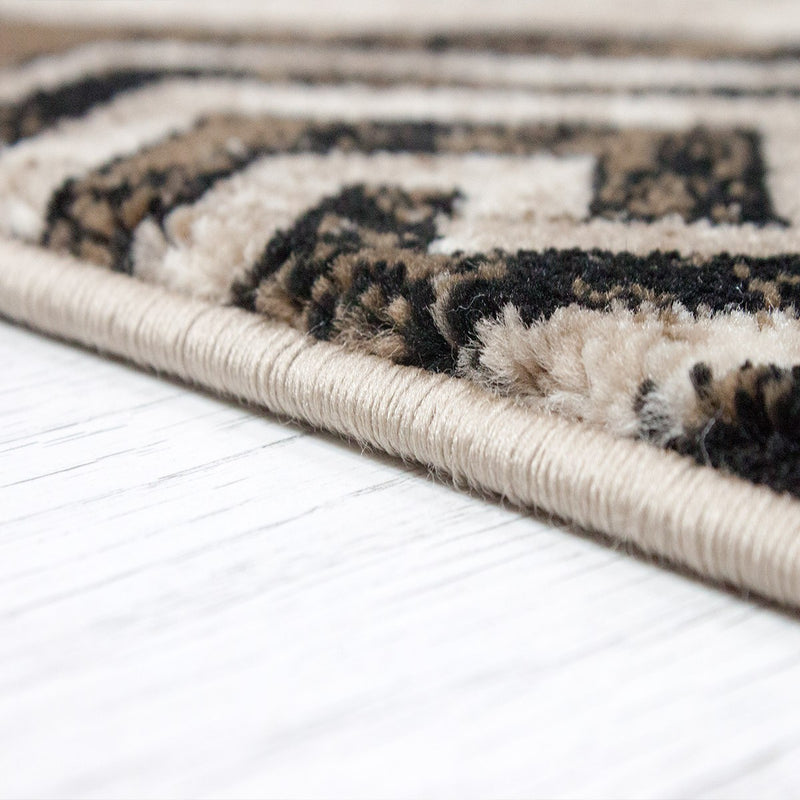 Teppich kurzflor Klassisch Orient Design Vintage Mandala Dunkelbraun Braun Beige, für Wohnzimmer, Schlafzimmer-zoom-